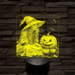 Boszorkány töklámpásokkal 7 színű valósághű 3D led lámpa