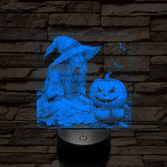 Boszorkány töklámpásokkal 7 színű valósághű 3D led lámpa