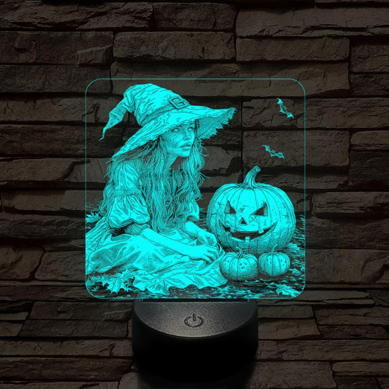 Boszorkány töklámpásokkal 7 színű valósághű 3D led lámpa
