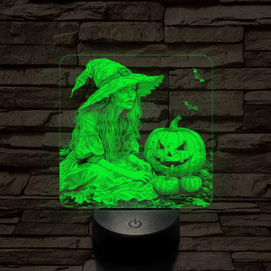 Boszorkány töklámpásokkal 7 színű valósághű 3D led lámpa