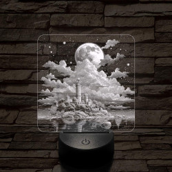 Felhő erőd 7 színű valósághű 3D led lámpa