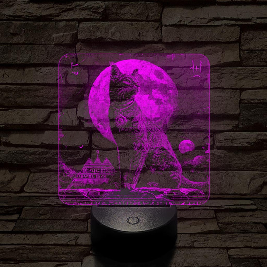 Egyiptom macskája 7 színű valósághű 3D led lámpa