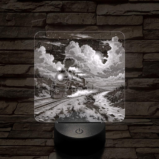 Expressz gőzmozdony 7 színű valósághű 3D led lámpa