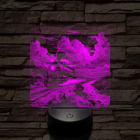 Expressz gőzmozdony 7 színű valósághű 3D led lámpa