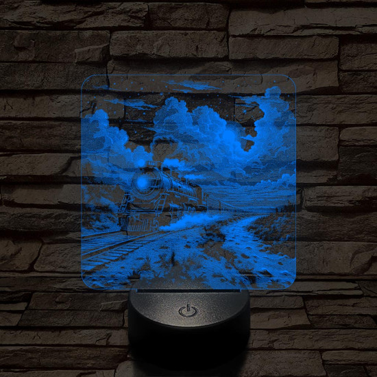 Expressz gőzmozdony 7 színű valósághű 3D led lámpa