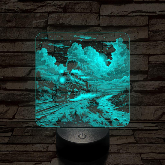 Expressz gőzmozdony 7 színű valósághű 3D led lámpa