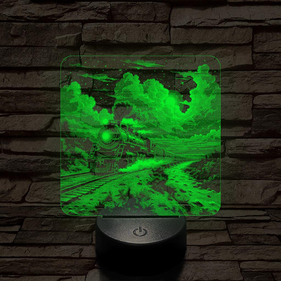 Expressz gőzmozdony 7 színű valósághű 3D led lámpa