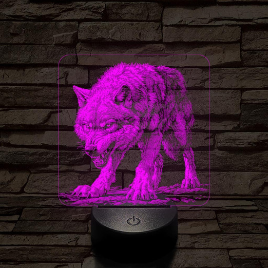 Vicsorgó farkas 7 színű valósághű 3D led lámpa