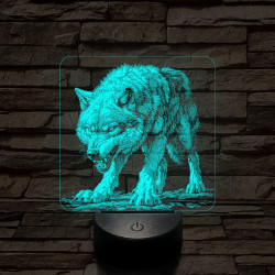 Vicsorgó farkas 7 színű valósághű 3D led lámpa