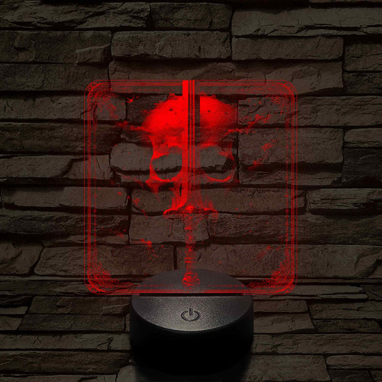 Koponya és kard 7 színű, valósághűen gravírozott 3D led lámpa
