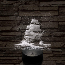 Tengert átszelő fregatt 7 színű valósághű 3D led lámpa