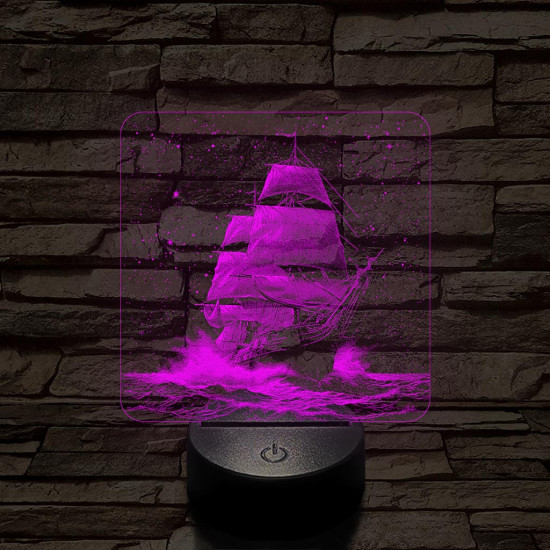 Tengert átszelő fregatt 7 színű valósághű 3D led lámpa