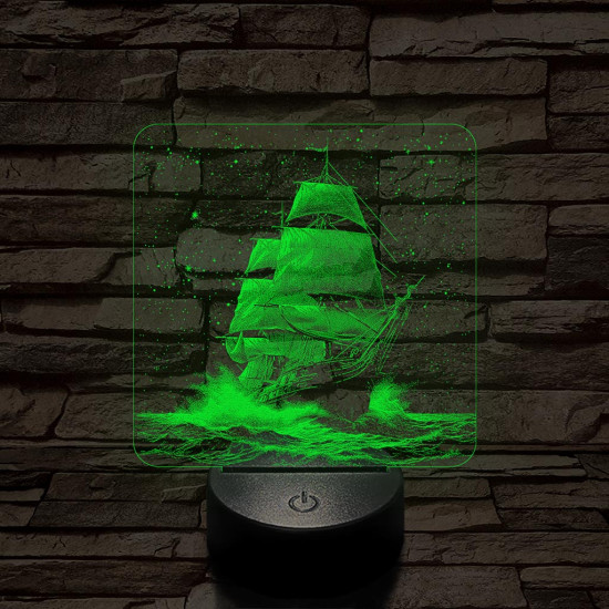 Tengert átszelő fregatt 7 színű valósághű 3D led lámpa