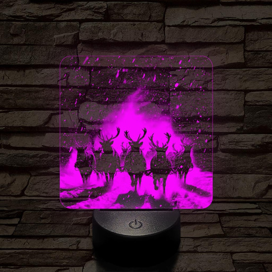 Hóban vágtázó szarvasok 7 színű valósághű 3D led lámpa