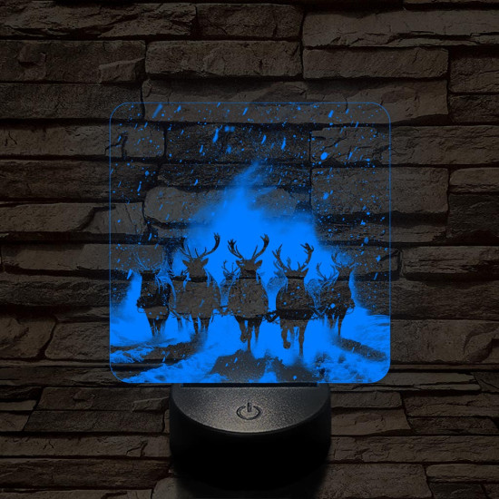 Hóban vágtázó szarvasok 7 színű valósághű 3D led lámpa
