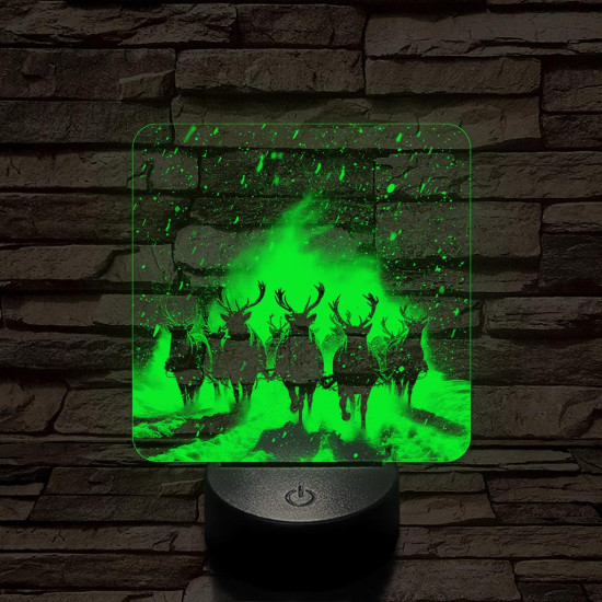 Hóban vágtázó szarvasok 7 színű valósághű 3D led lámpa
