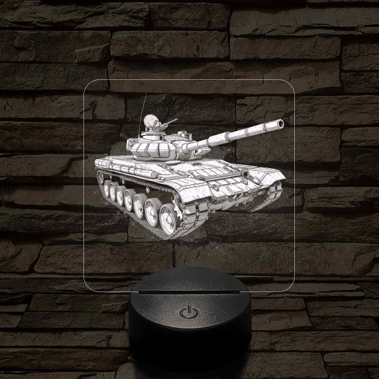 Tank T-72 7 színű, valósághűen gravírozott 3D led lámpa