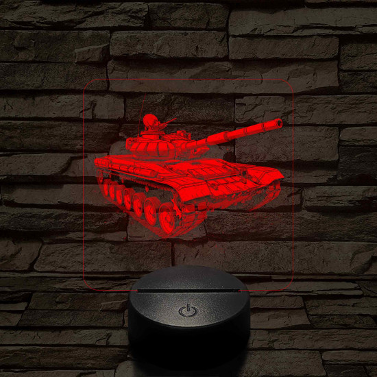 Tank T-72 7 színű, valósághűen gravírozott 3D led lámpa