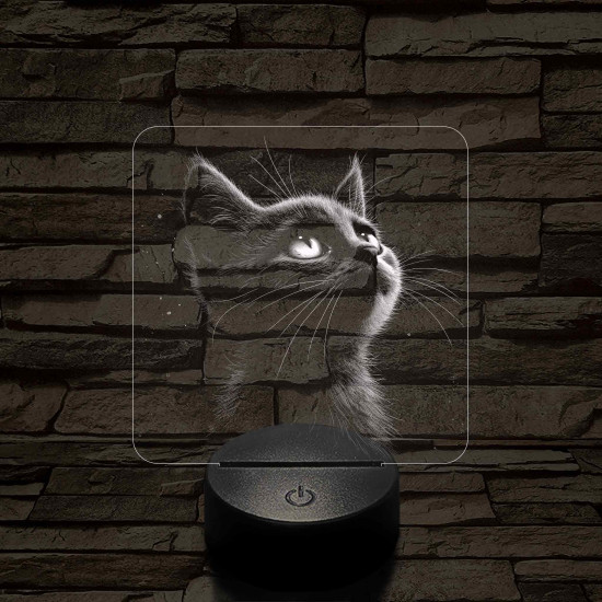 Cuki kiscica 7 színű valósághű 3D led lámpa