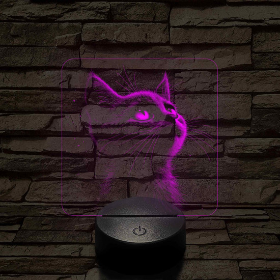 Cuki kiscica 7 színű valósághű 3D led lámpa