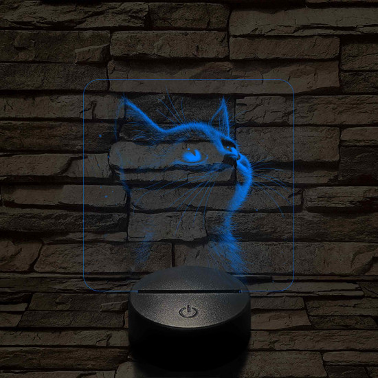 Cuki kiscica 7 színű valósághű 3D led lámpa