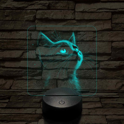 Cuki kiscica 7 színű valósághű 3D led lámpa