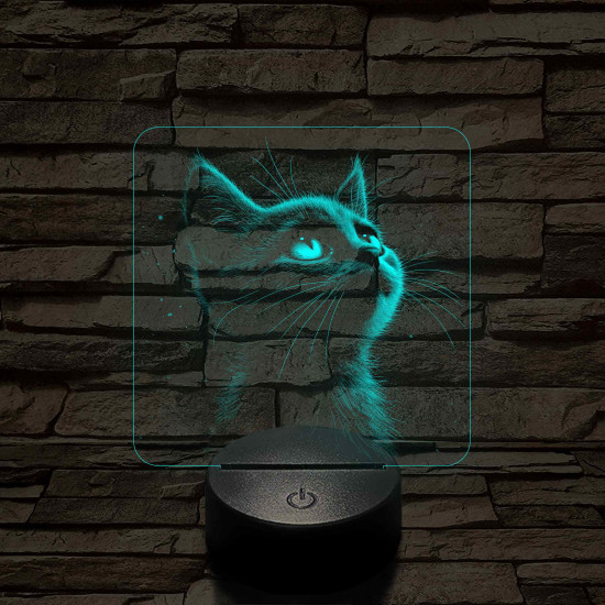 Cuki kiscica 7 színű valósághű 3D led lámpa