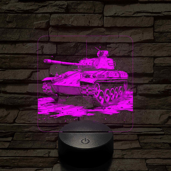 Tank T-34 7 színű, valósághűen gravírozott 3D led lámpa