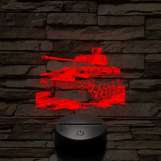 Tank T-34 7 színű, valósághűen gravírozott 3D led lámpa