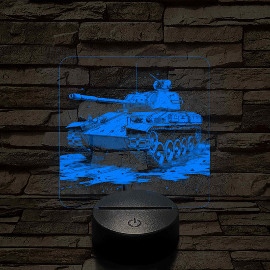 Tank T-34 7 színű, valósághűen gravírozott 3D led lámpa