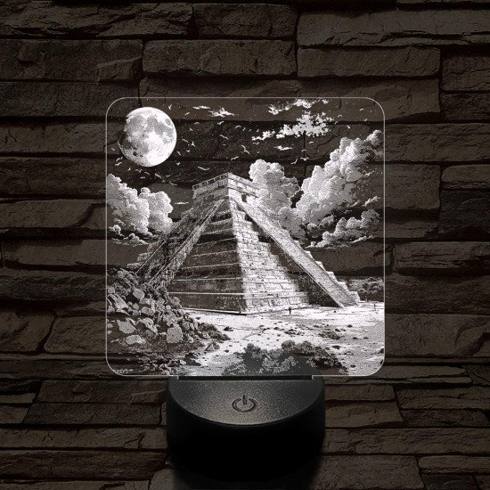 Maja ősi rom templom 7 színű, valósághűen gravírozott 3D led lámpa