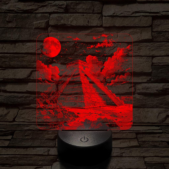 Maja ősi rom templom 7 színű, valósághűen gravírozott 3D led lámpa