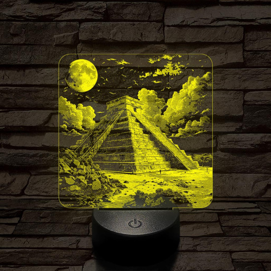 Maja ősi rom templom 7 színű, valósághűen gravírozott 3D led lámpa