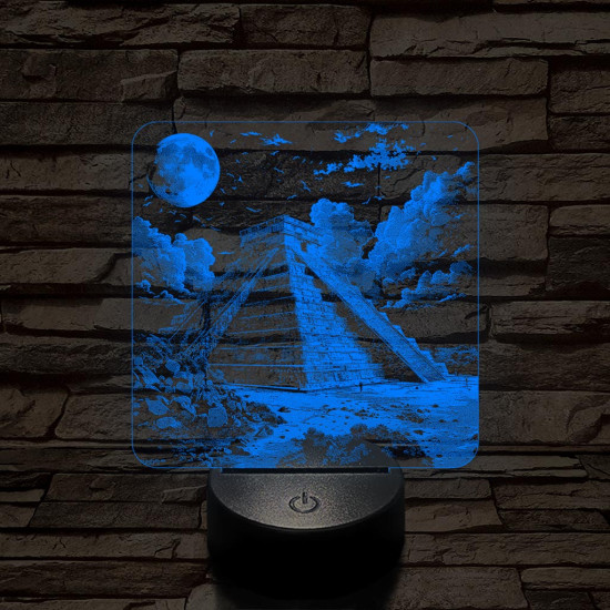 Maja ősi rom templom 7 színű, valósághűen gravírozott 3D led lámpa