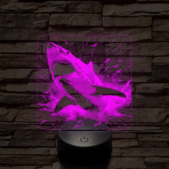 Támadó cápa 7 színű valósághű 3D led lámpa