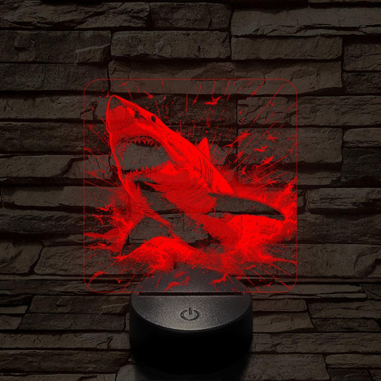 Támadó cápa 7 színű valósághű 3D led lámpa
