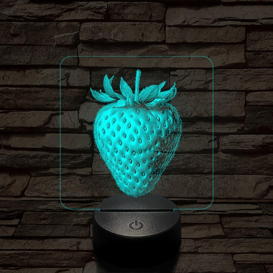 Zamatos eper 7 színű valósághű 3D led lámpa