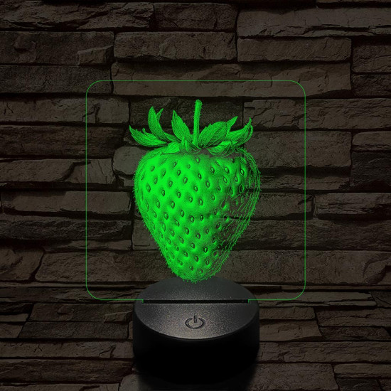 Zamatos eper 7 színű valósághű 3D led lámpa