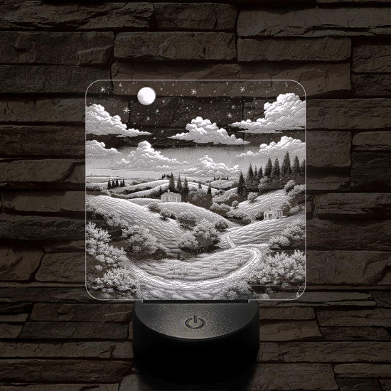 Vidéki táj 7 színű valósághű 3D led lámpa