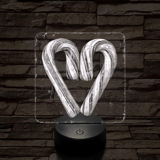 Szív cukorbot 7 színű valósághű 3D led lámpa