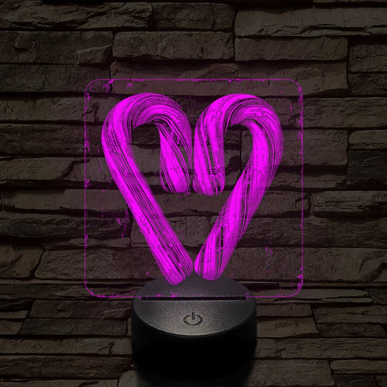 Szív cukorbot 7 színű valósághű 3D led lámpa