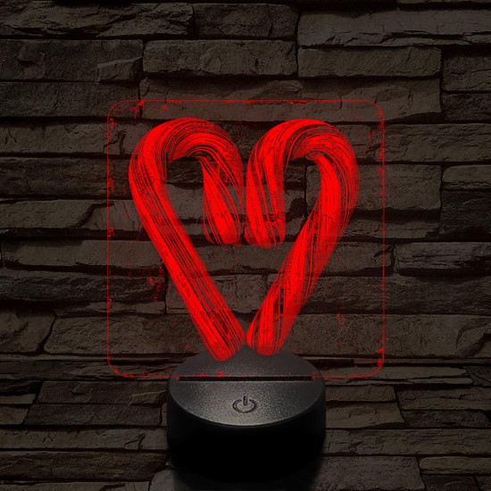 Szív cukorbot 7 színű valósághű 3D led lámpa