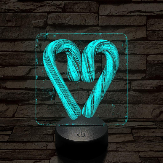 Szív cukorbot 7 színű valósághű 3D led lámpa