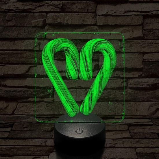 Szív cukorbot 7 színű valósághű 3D led lámpa