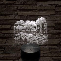 Erdei gőzmozdony 7 színű valósághű 3D led lámpa