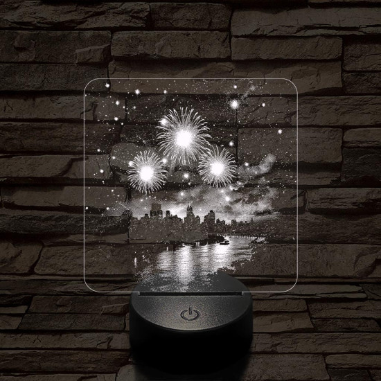 Újévi tüzijáték New York felett 7 színű valósághű 3D led lámpa