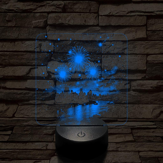 Újévi tüzijáték New York felett 7 színű valósághű 3D led lámpa