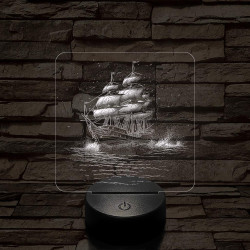 Három árbócos fregatt hajó 7 színű valósághű 3D led lámpa