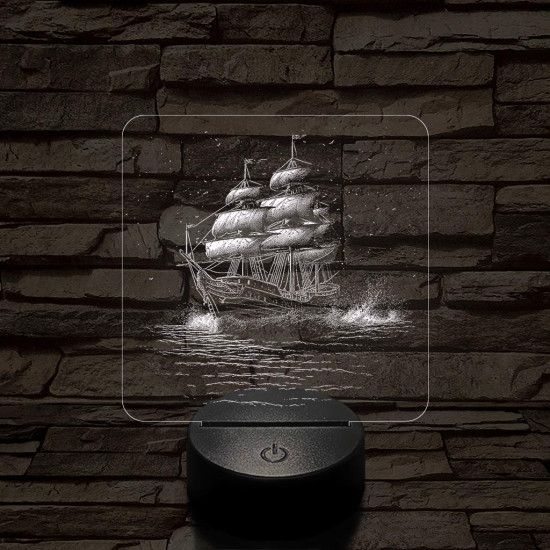 Három árbócos fregatt hajó 7 színű valósághű 3D led lámpa