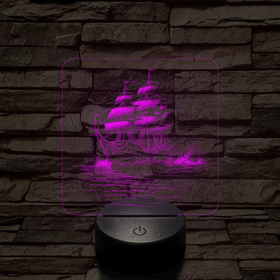 Három árbócos fregatt hajó 7 színű valósághű 3D led lámpa